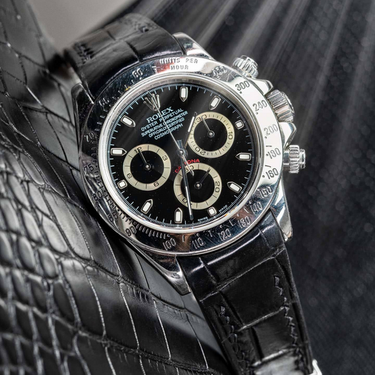 Black-alligator-leather-watch-strap-for-Rolex-Daytona-on-Watch.png