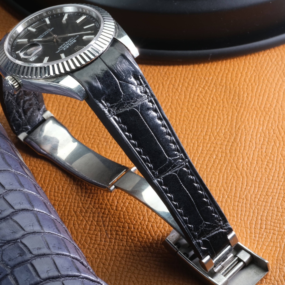 Black-alligator-leather-watch-strap-for-Rolex-Datejust-stitching.png