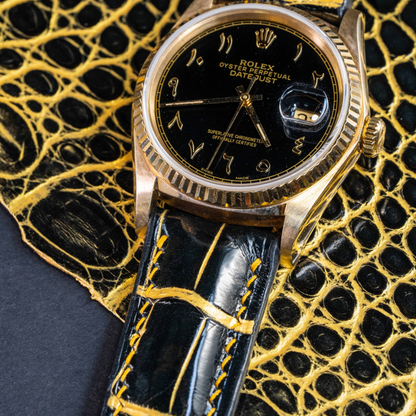 Black-gold-alligator-leather-watch-strap-for-Rolex-Datejust-31mm-lug.png