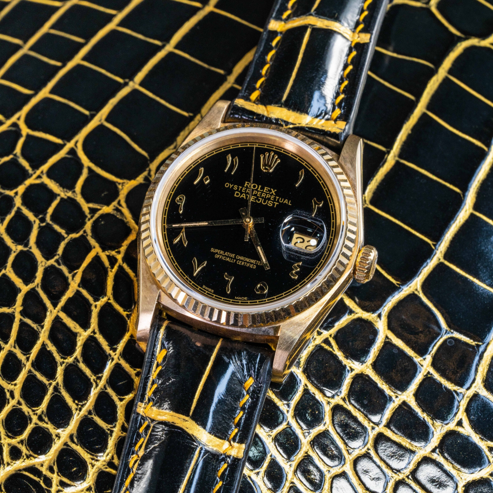 Black-gold-alligator-leather-watch-strap-for-Rolex-Datejust-31mm-watch.png