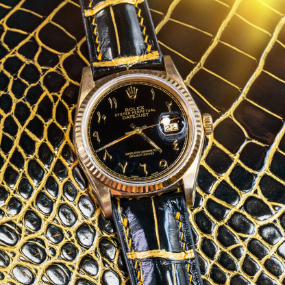 Black-gold-alligator-leather-watch-strap-for-Rolex-Datejust-31mm.png