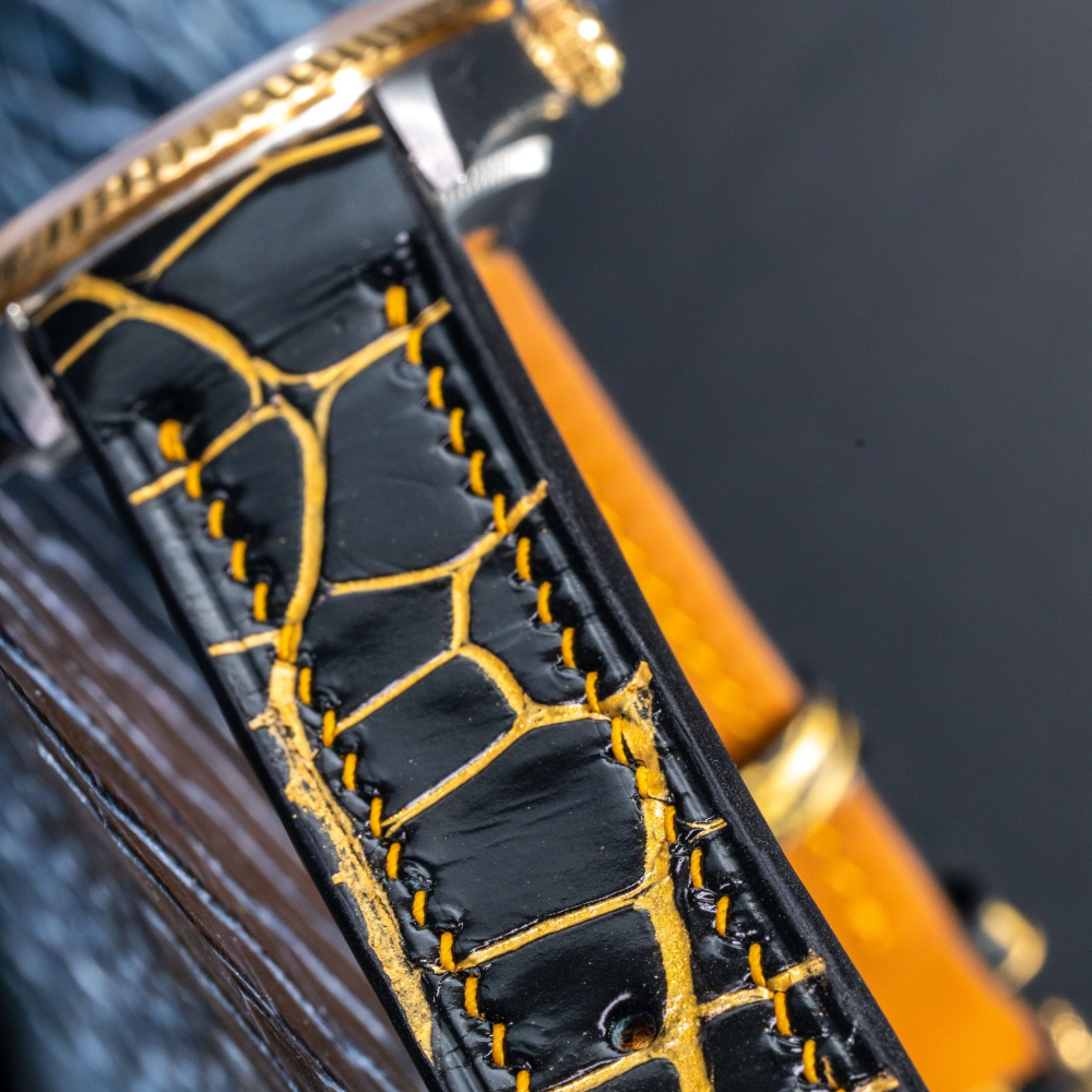 Black-gold-alligator-leather-watch-strap-for-Rolex-Datejust-36mm-stitching.png