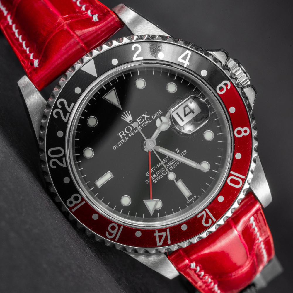Ferrari-Red-alligator-leather-watch-strap-for-Rolex-GMT-Master-II-on-Watch.png