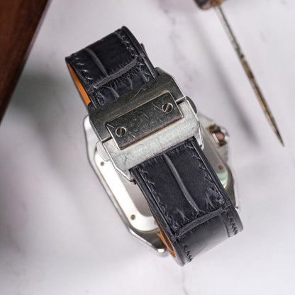 Grey-alligator-leather-watch-strap-for-Cartier-Santos-100-Backside.jpg