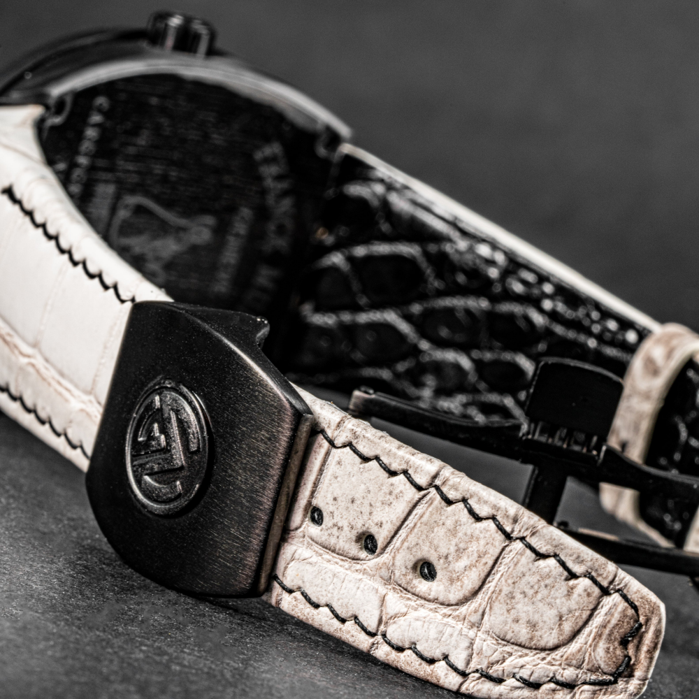 Himalayan-alligator-leather-watch-strap-for-frank-muller-vanguard-FR2-black-stitching-detail.png