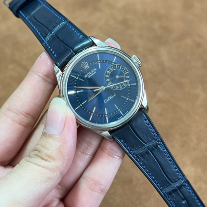 Navy-Blue-alligator-leather-watch-strap-for-Rolex-Cellini-on-Watch.png