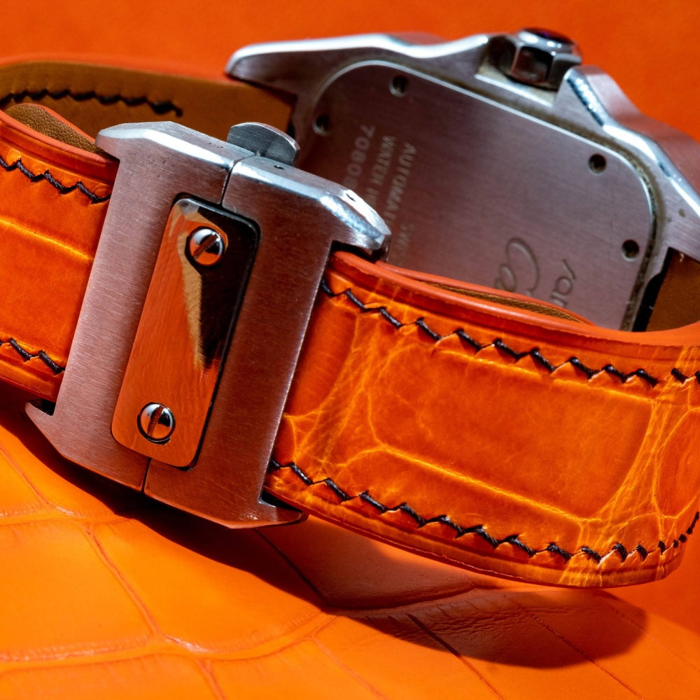 Orange-alligator-leather-watch-strap-for-Cartier-Santos-100-Backside_cbc789ac-7438-4de1-9ec3-66ce21e5ef36.jpg