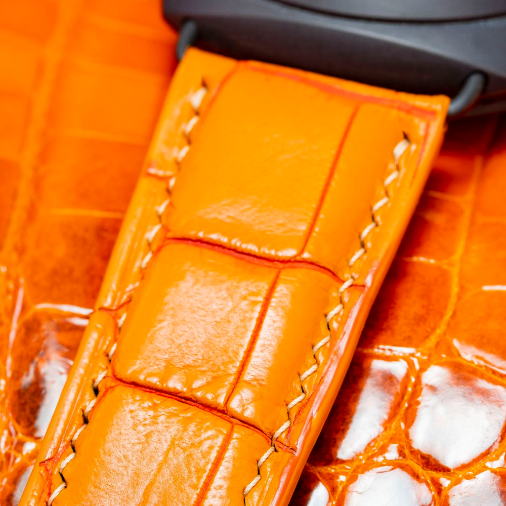 Orange-alligator-leather-watch-strap-for-Panerai-Radiomir-stitching.png