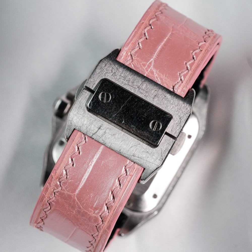 Pink-alligator-leather-watch-strap-for-Cartier-Santos-100-backside.jpg