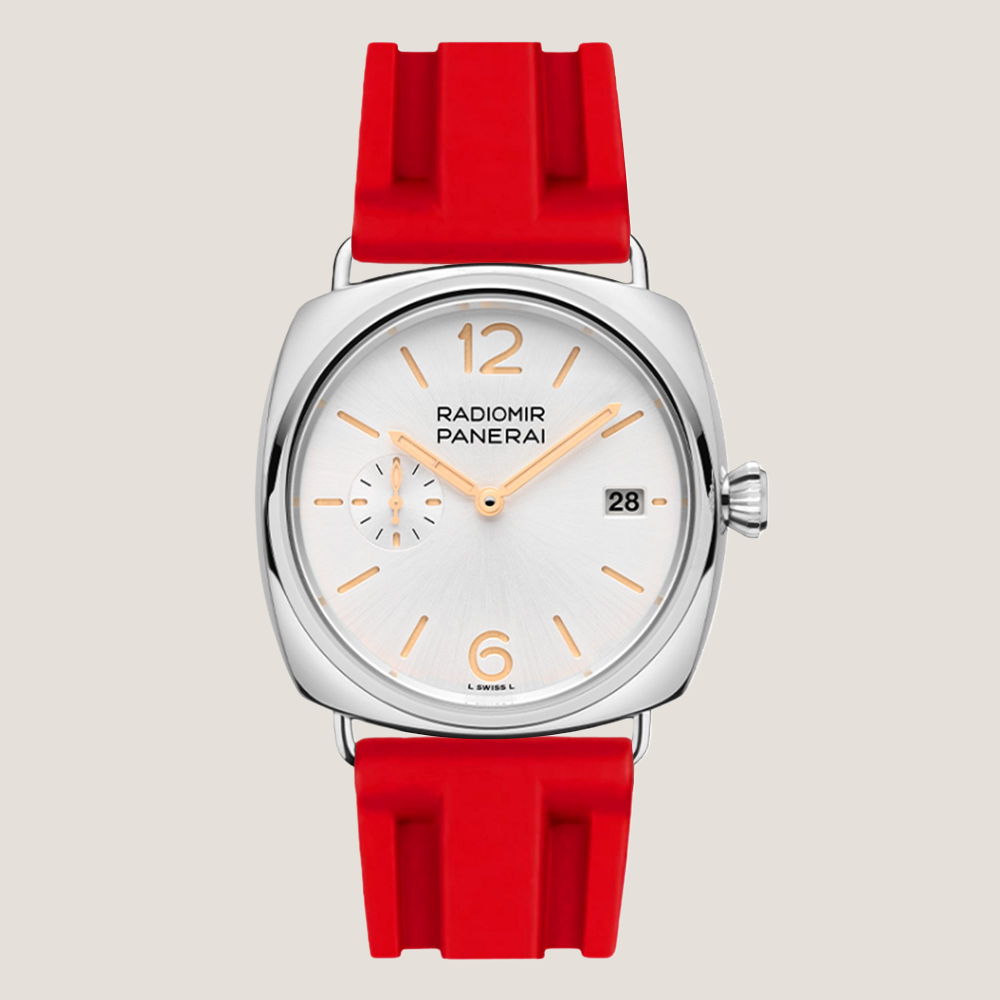 Red-fkm-rubber-strap-for-Panerai-Radimir-on-Watch.png