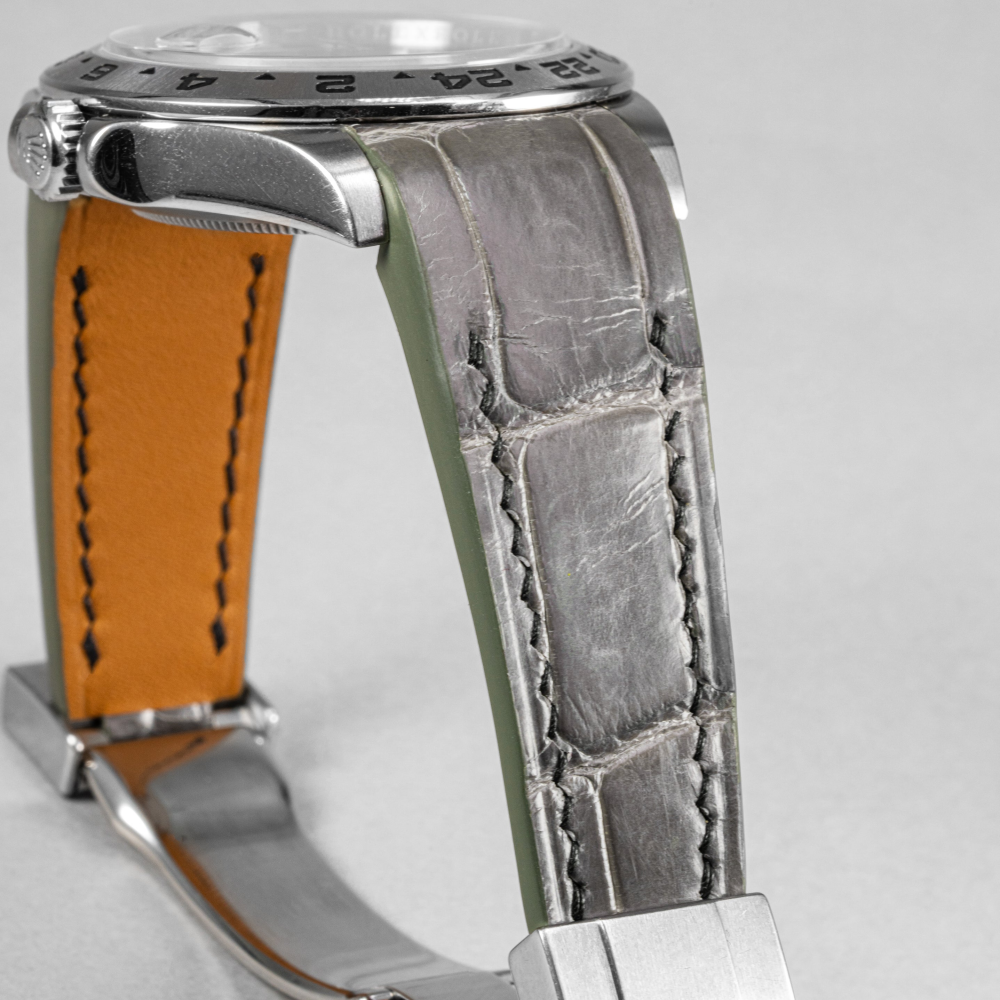 Stone-grey-alligator-leather-strap-for-rolex-explorer-ii-detail.png