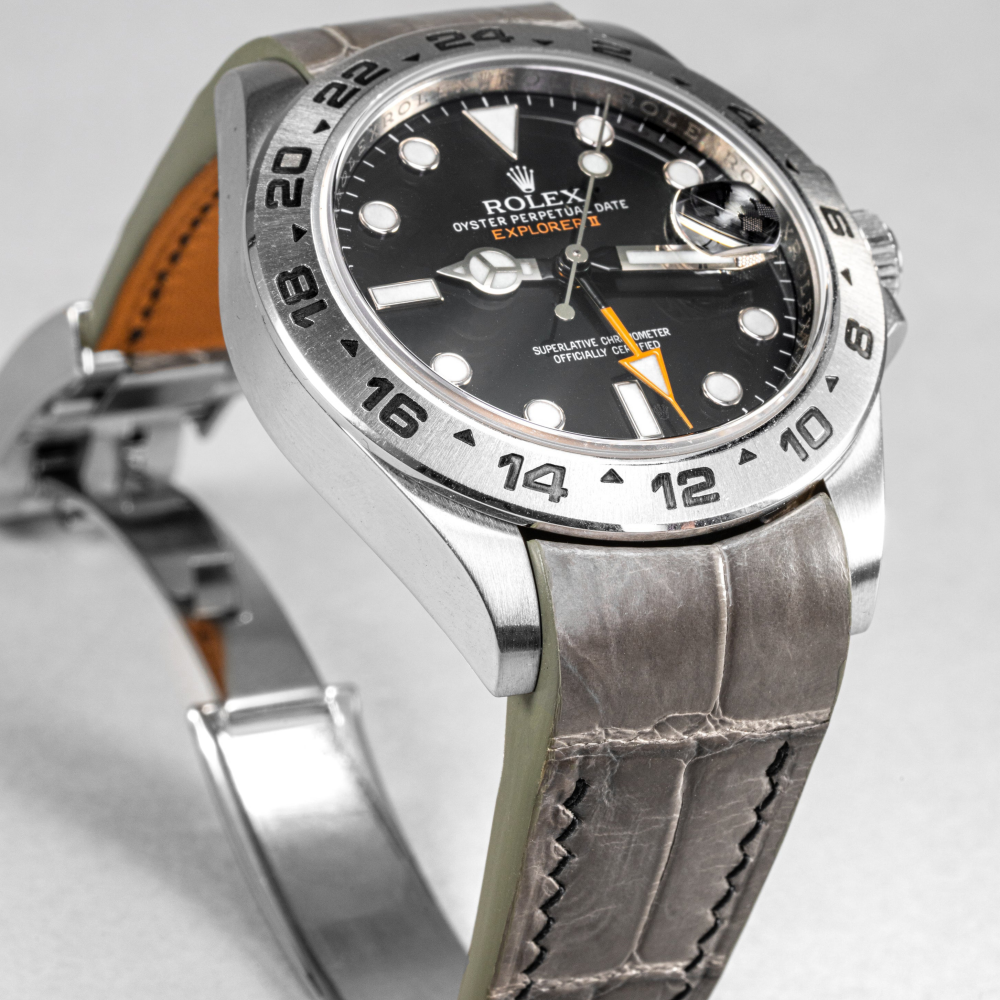 Stone-grey-alligator-leather-strap-for-rolex-explorer-ii-watch.png