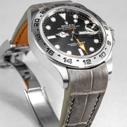 Stone-grey-alligator-leather-strap-for-rolex-explorer-ii-watch.png