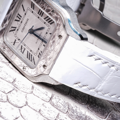 White-alligator-leather-watch-strap-for-Cartier-New-Santos-on-Watch.png