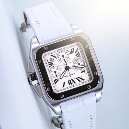 White-alligator-leather-watch-strap-for-Cartier-Santos-100-on-watch.jpg