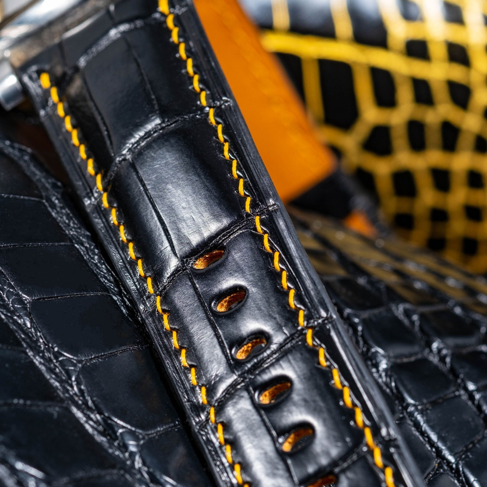 black-alligator-leather-strap-for-Panerai-Radimir-gold-stitching-detail.png