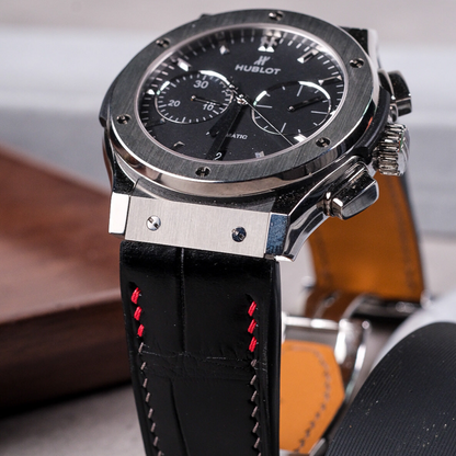 black-alligator-leather-watch-strap-for-Hublot-classic-fusion-on-watch.png