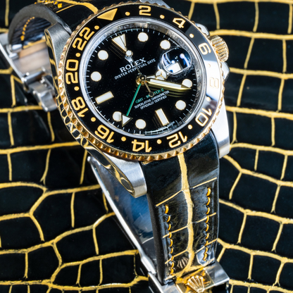 black-gold-alligator-leather-strap-for-rolex-gtm-ii-116713LN-0001-watch.png