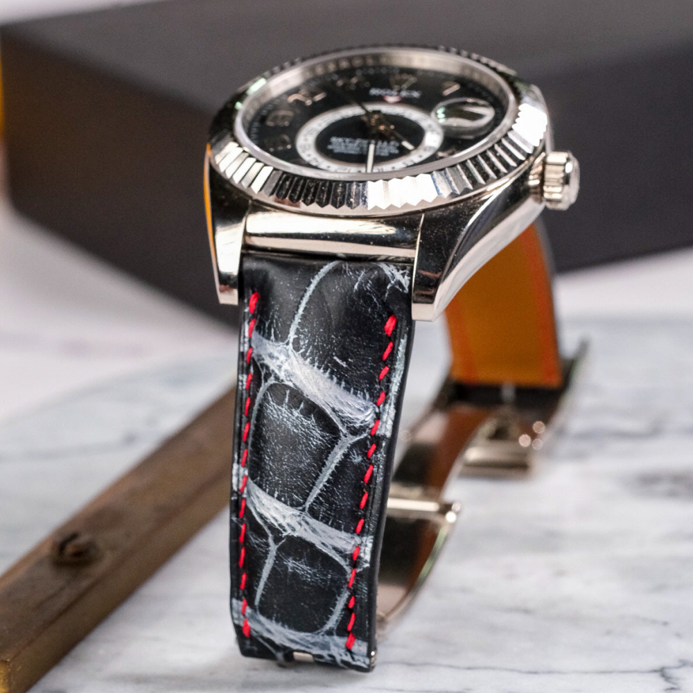 black-silver-alligator-leather-strap-for-rolex-sky-dweller-detail.png