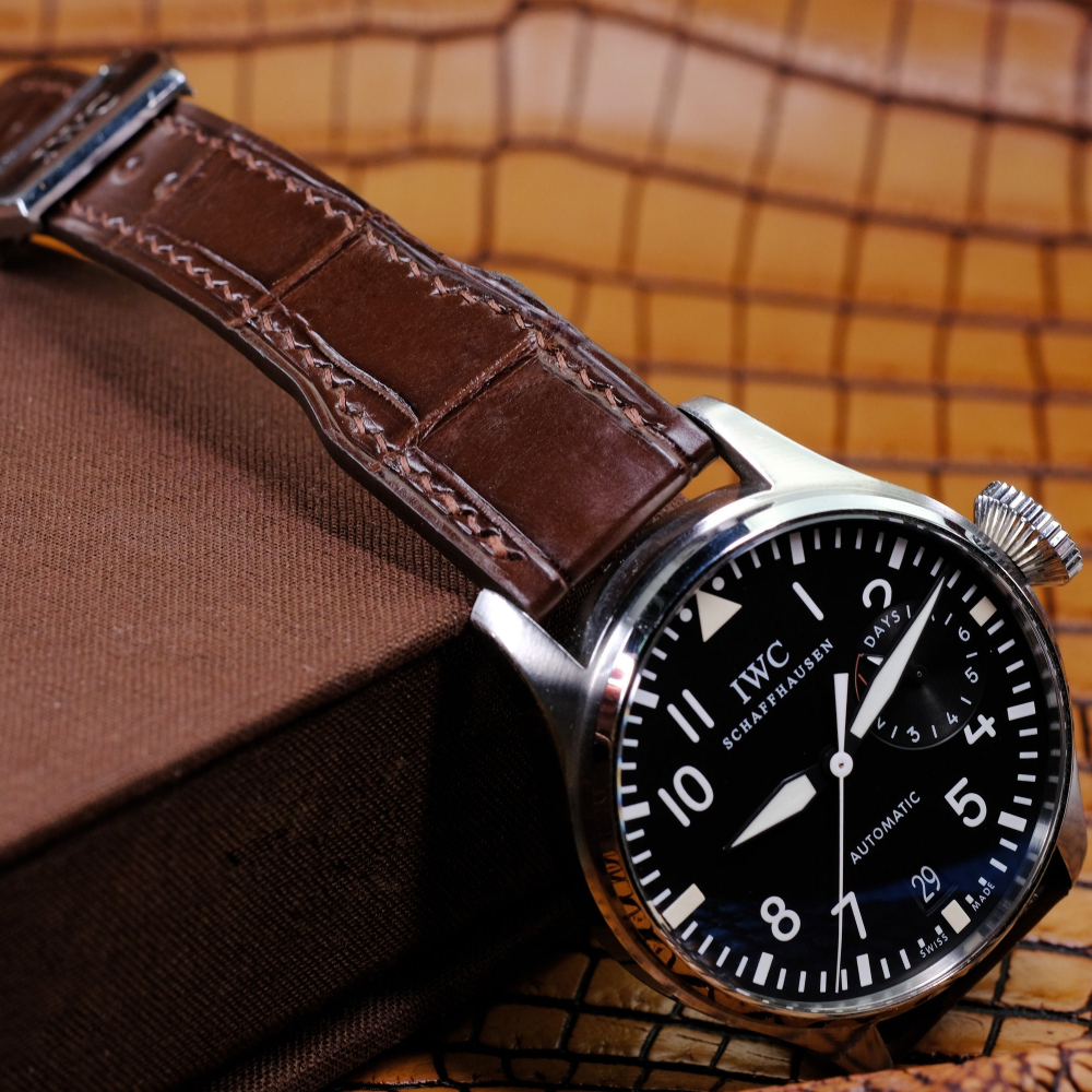 brown-alligator-leather-watch-strap-for-IWC-pilot-on-watch.png