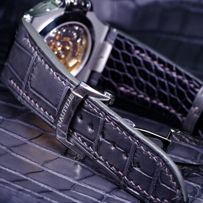 charcoal-grey-alligator-leather-watch-strap-for-Patek-Philippe-Nautilus-5980r-detail.png