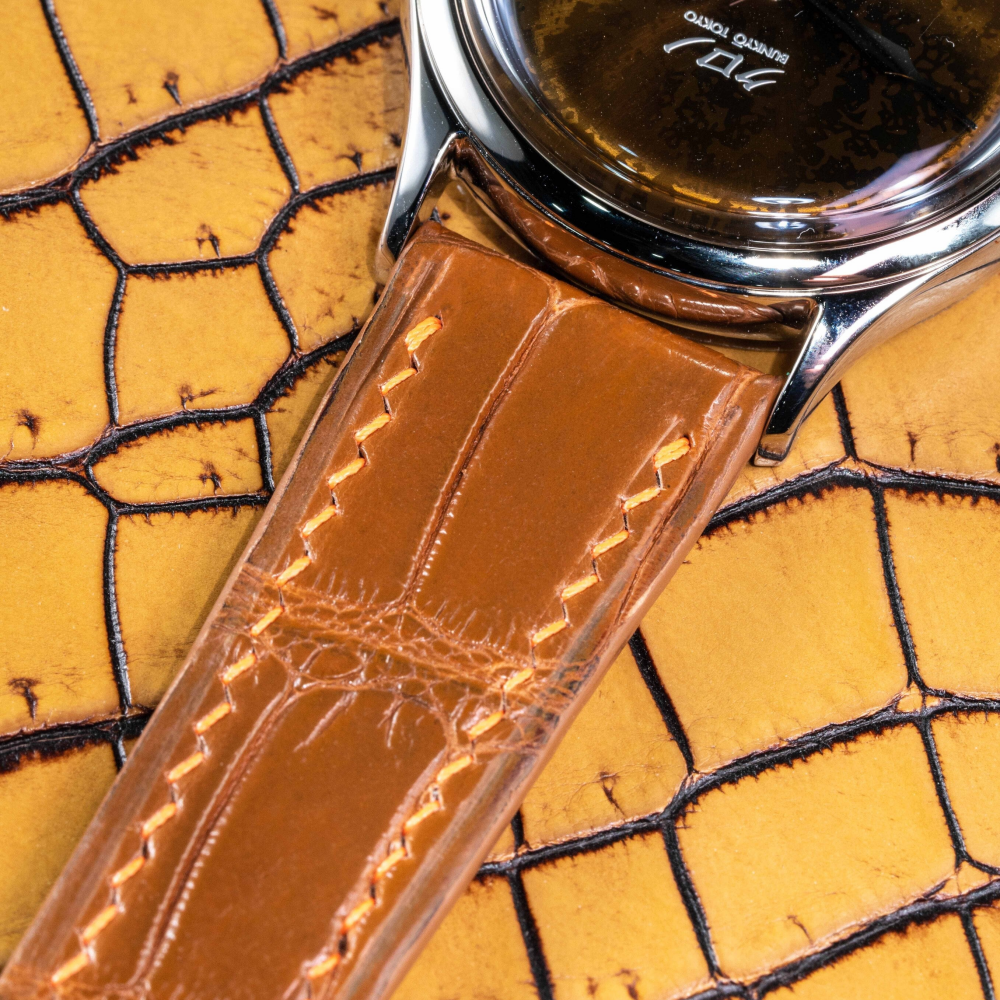 chestnut-brown-alligator-leather-strap-for-kurono-grand-urushi-aoyama-stitching.png
