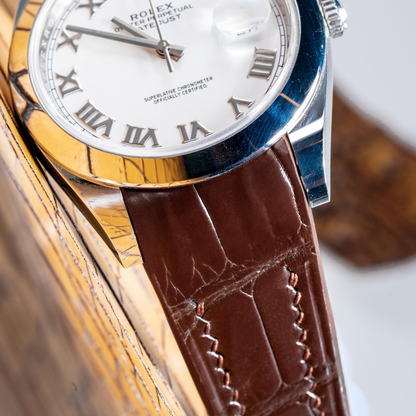 chocolate-brown-alligator-leather-watch-strap-for-Rolex-Datejust-41mm-stitching.png