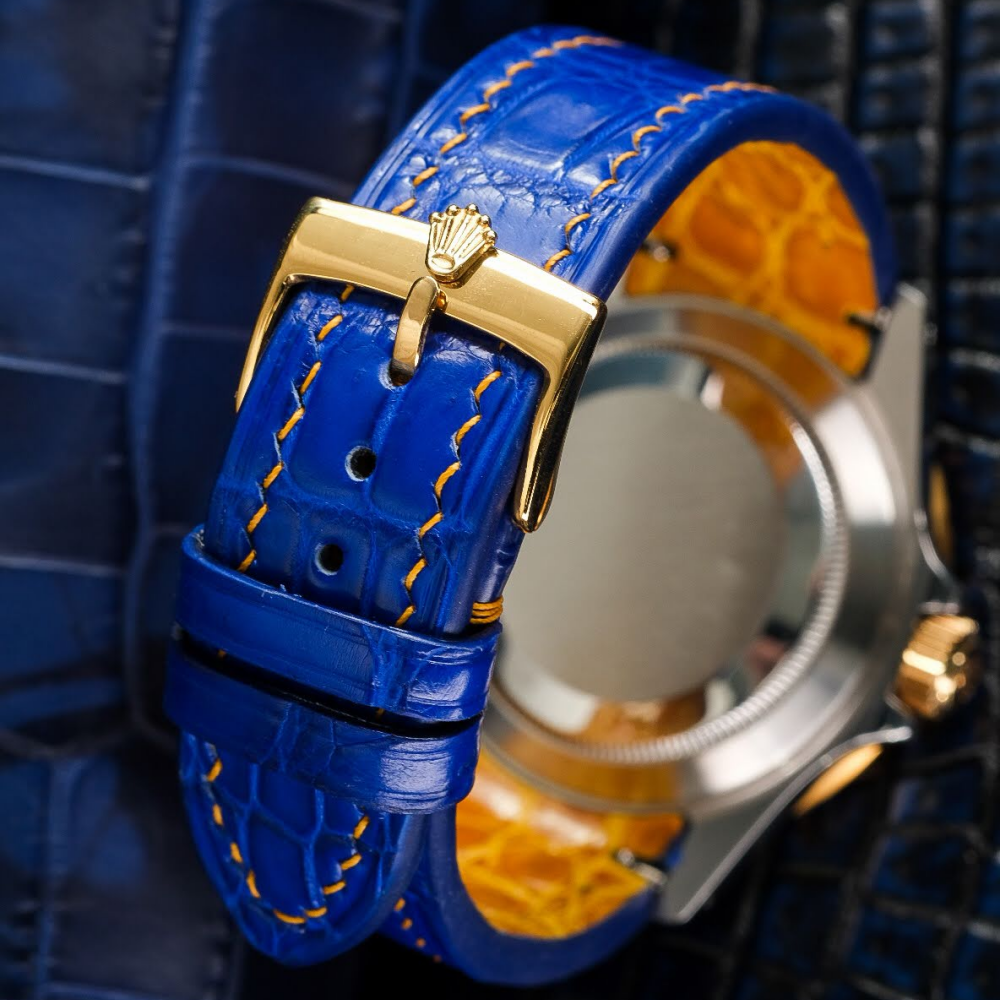 electric-blue-alligator-leather-strap-for-rolex-submariner-40mm-yellow-gold-stitching-backside.png