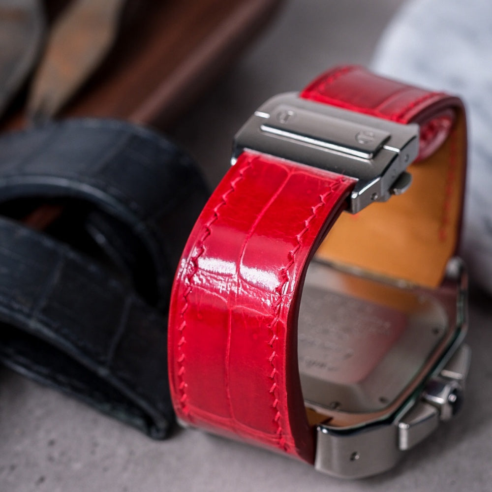 ferrari-Red-alligator-leather-watch-strap-for-Cartier-Santos-100-chronograph-backside.jpg
