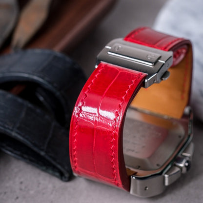 ferrari-Red-alligator-leather-watch-strap-for-Cartier-Santos-100-chronograph-backside.jpg