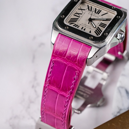 fuchsia-pink-alligator-leather-srap-cartier-santos-100-watch.png
