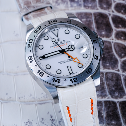 himalayan-alligator-leather-strap-for-rolex-explorer-ii-orange-white-stitching-watch.png