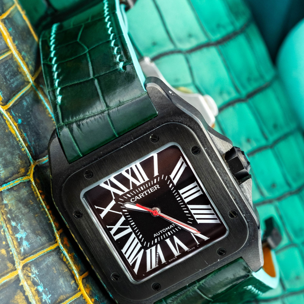hunter-green-alligator-leather-srap-cartier-santos-100-watch.png