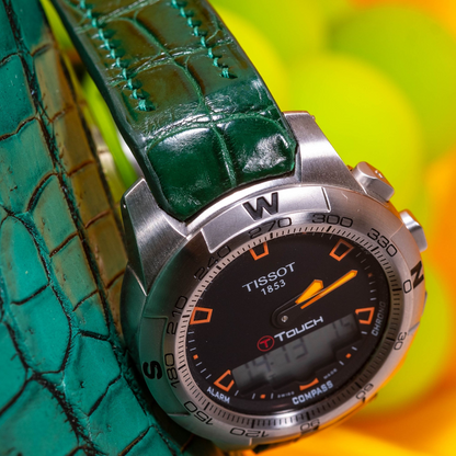 hunter-green-alligator-leather-strap-for-tissot-t-touch-ii-titanium-detail.png