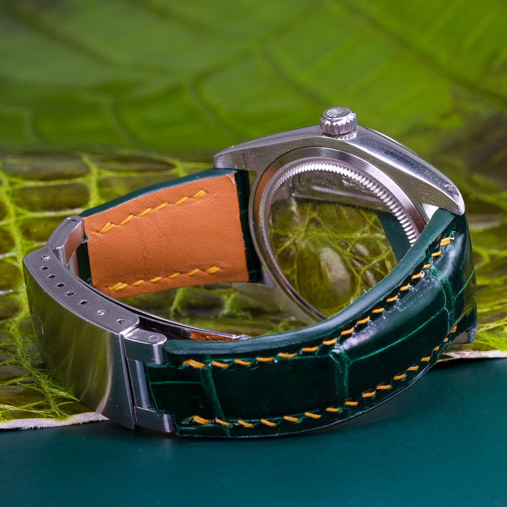 hunter-green-alligator-leather-watch-strap-for-Rolex-OysterPerpetual-lining.png