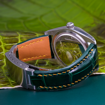 hunter-green-alligator-leather-watch-strap-for-Rolex-OysterPerpetual-lining.png