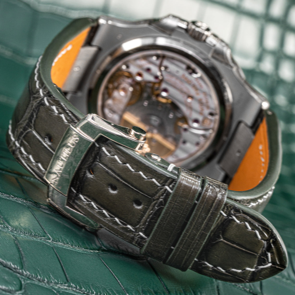juniper-green-alligator-leather-watch-strap-for-Patek-Philippe-Nautilus-5712g-backside.png