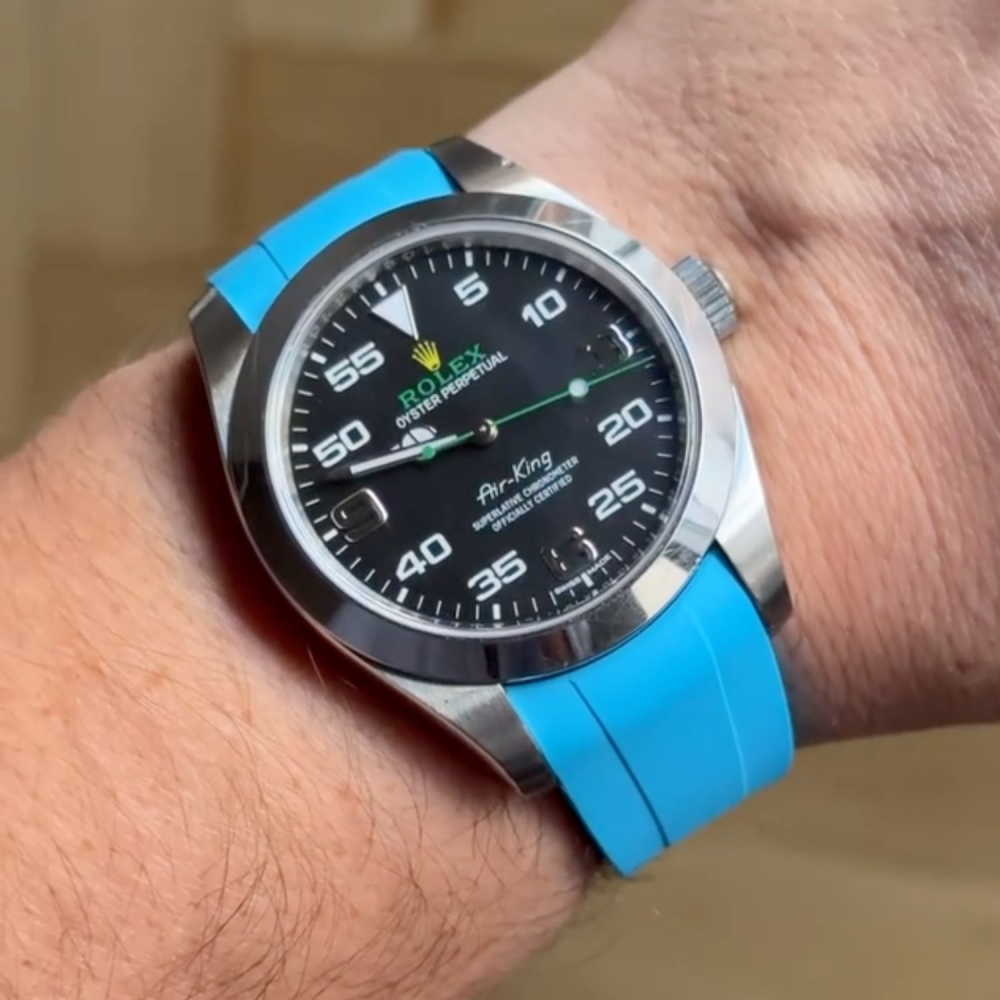 light-blue-FKM-rubber-strap-for-rolex-air-king-on-hand.png