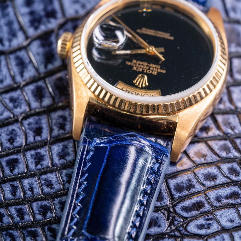 peacock-blue-alligator-leather-strap-Rolex-day-date-watch.png