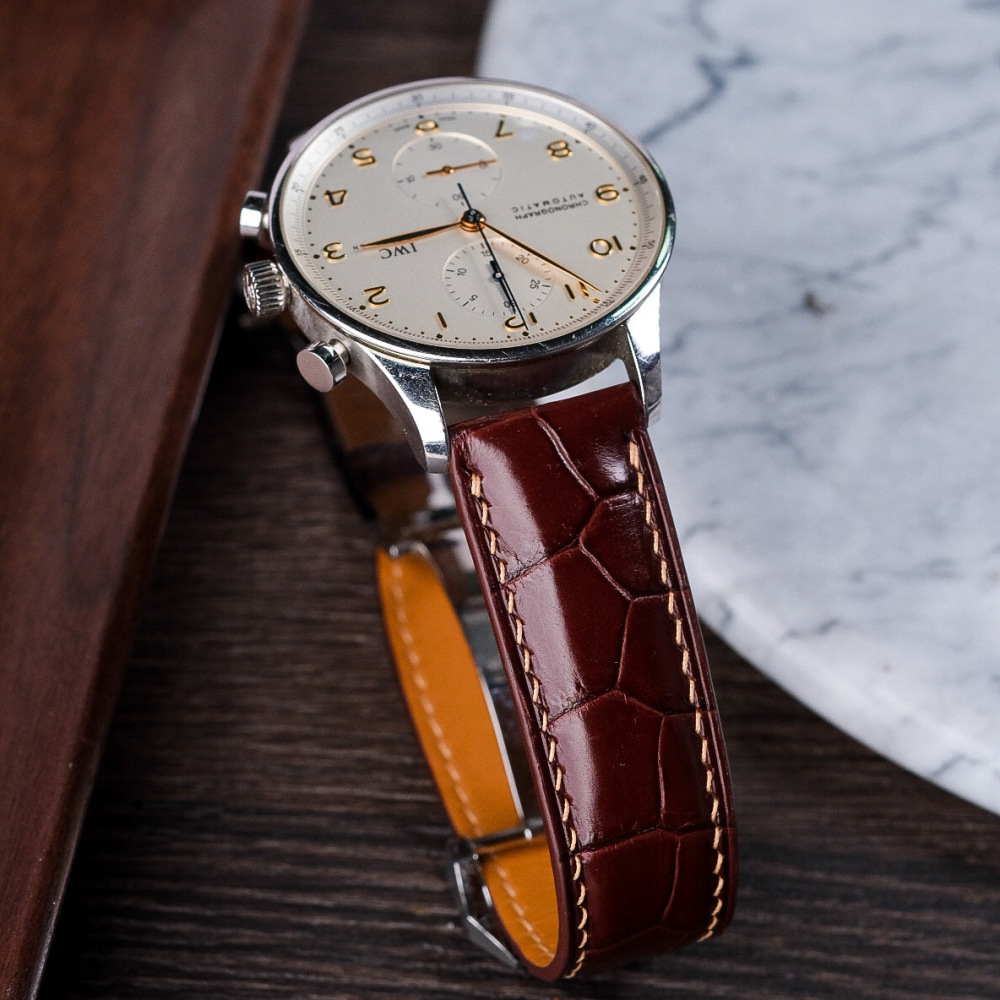 reddish-brown-alligator-leather-strap-for-iwc-portugieser-chronograph-on-watch.png