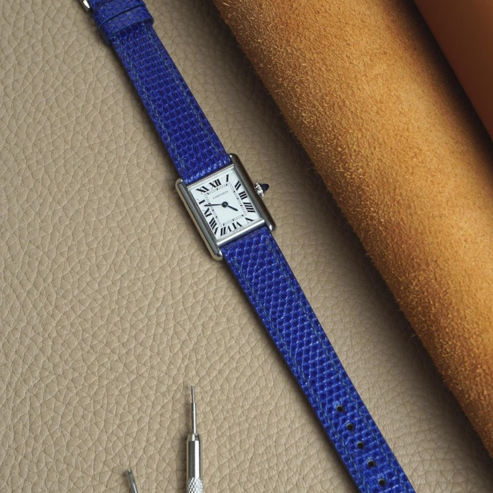 royal-blue-lizard-leather-strap-for-cartier-tank-on-watch.png