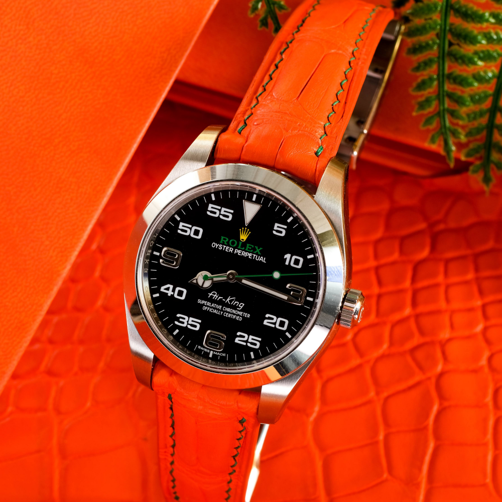 volcanic-orange-alligator-leather-watch-strap-for-Rolex-air-king.png