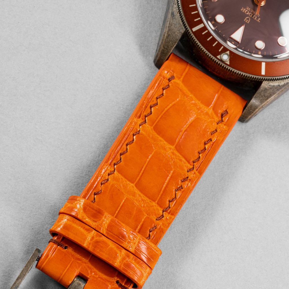 volcano-orange-alligator-leather-strap-for-tudor-black-bay-detail.png