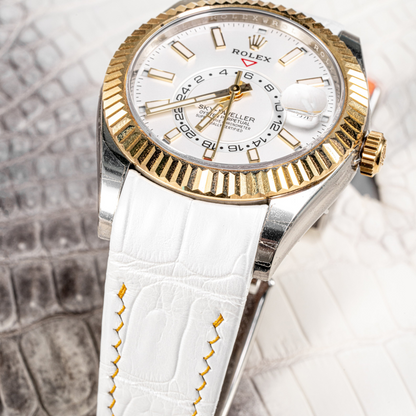 white-alligator-leather-watch-strap-for-Rolex-Sky-dweller-detail.png