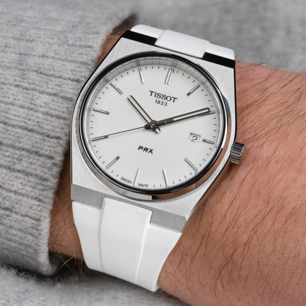white-rubber-strap-for-tissot-prx-on-watch.png