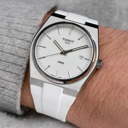 white-rubber-strap-for-tissot-prx-on-watch.png