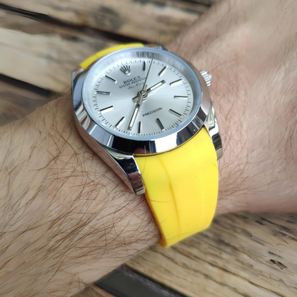 yellow-fkm-rubber-strap-for-rolex-air-king-on-hand.png